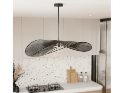 Best Rendez-Vous Déco Lámpara de techo negra de papel de cuerda 75 cm - Mada Negro