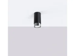 Sollux Lighting Lámpara De Techo Nero Moderno De Acero - 1 Fuentes Luminosas - L.6 X A.12,5 Cm - Negro/Cromo Negro / Plateado Clearance