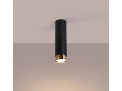 Best Sollux Lighting Lámpara De Techo Nero Moderno De Acero - 1 Fuentes Luminosas - L.6 X A.22,5 Cm - Negro/Oro Negro / Dorado