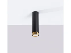 Best Sollux Lighting Lámpara De Techo Nero Moderno De Acero - 1 Fuentes Luminosas - L.6 X A.22,5 Cm - Negro/Oro Negro / Dorado