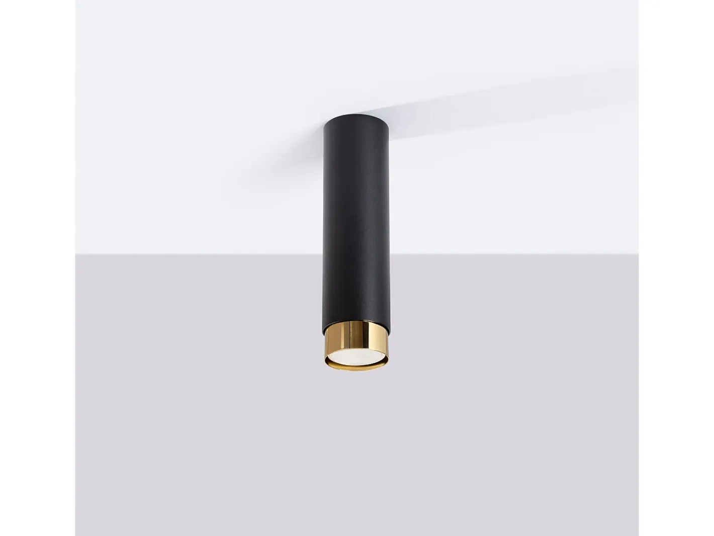 Best Sollux Lighting Lámpara De Techo Nero Moderno De Acero - 1 Fuentes Luminosas - L.6 X A.22,5 Cm - Negro/Oro Negro / Dorado
