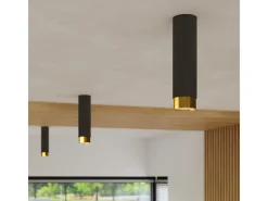 Best Sollux Lighting Lámpara De Techo Nero Moderno De Acero - 1 Fuentes Luminosas - L.6 X A.22,5 Cm - Negro/Oro Negro / Dorado