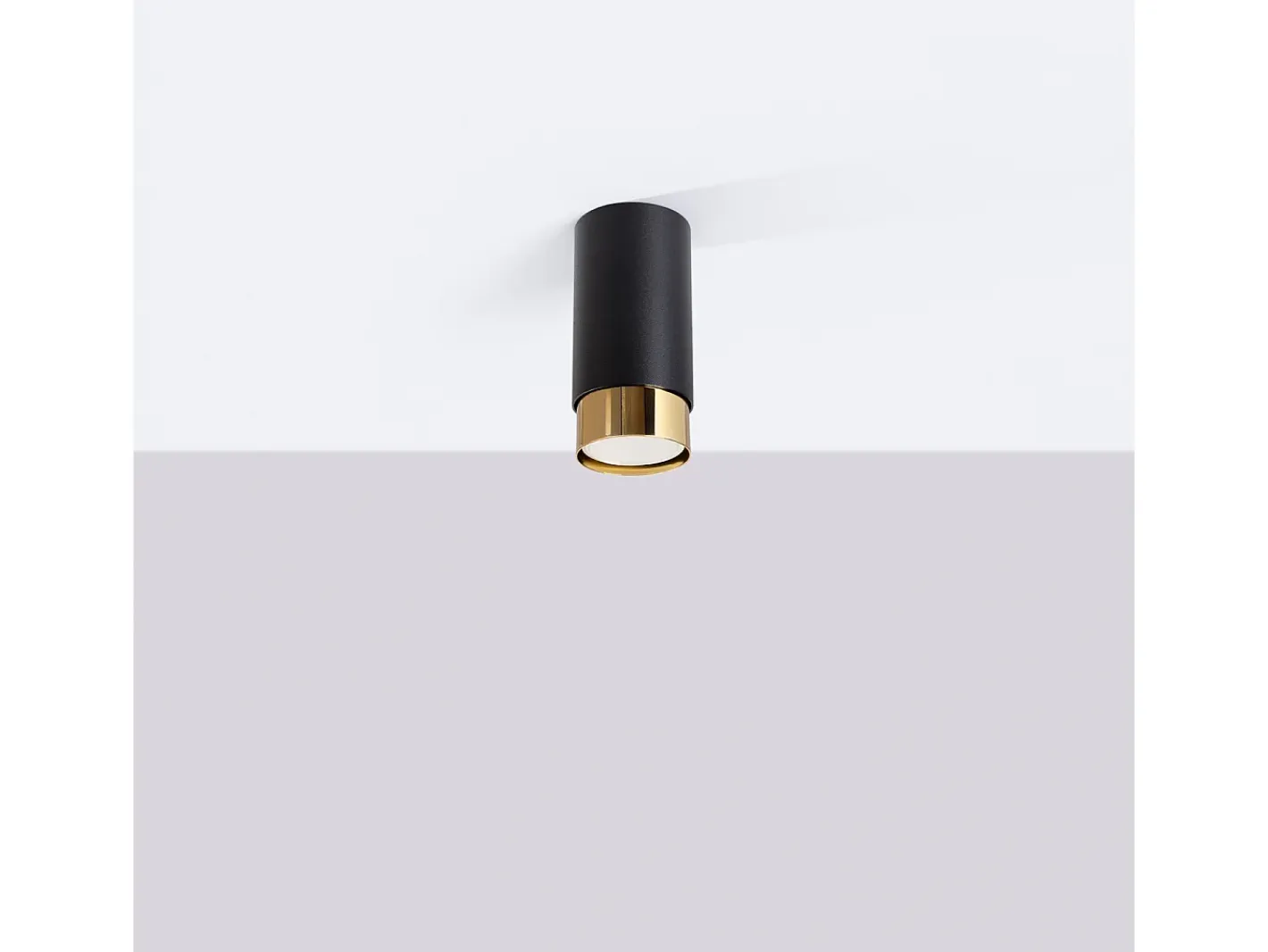 Discount Sollux Lighting Lámpara De Techo Nero Moderno De Acero - 1 Fuentes Luminosas - L.6 X A.12,5 Cm - Negro/Oro Negro / Dorado
