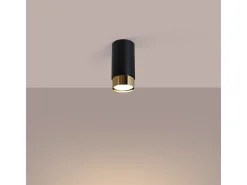 Discount Sollux Lighting Lámpara De Techo Nero Moderno De Acero - 1 Fuentes Luminosas - L.6 X A.12,5 Cm - Negro/Oro Negro / Dorado