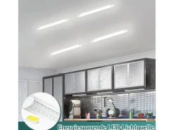 Best NETTLIFE Lámpara de techo 2er LED a prueba de humedad 90CM - 24W 3000LM lámpara de techo lámpara de cocina lámpara de bañera IP65 5000K Blanco