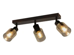 NETTLIFE Lámpara de techo con 3 llamas, color , industrial, E14, para sala de estar Negro