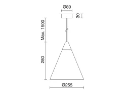 Lámpara Suspendida-Lámpara de techo ODA estilo moderno - Alt. 150 cm x D. 25,5 cm - E27 60W - acero y madera de fresno- - IP 20 Blanco