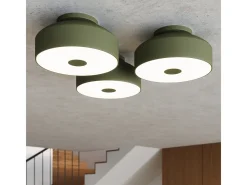 New Sollux Lighting Lámpara De Techo Omiq Moderno De Acero/Pvc - 4 Fuentes Luminosas - L.30 X A.15 Cm - Oliva Verde