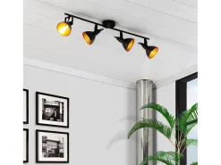 Ledkia Plafón-Lámpara de Techo Orientable Aluminio 4 Focos Negro Emer Negro Multicolor