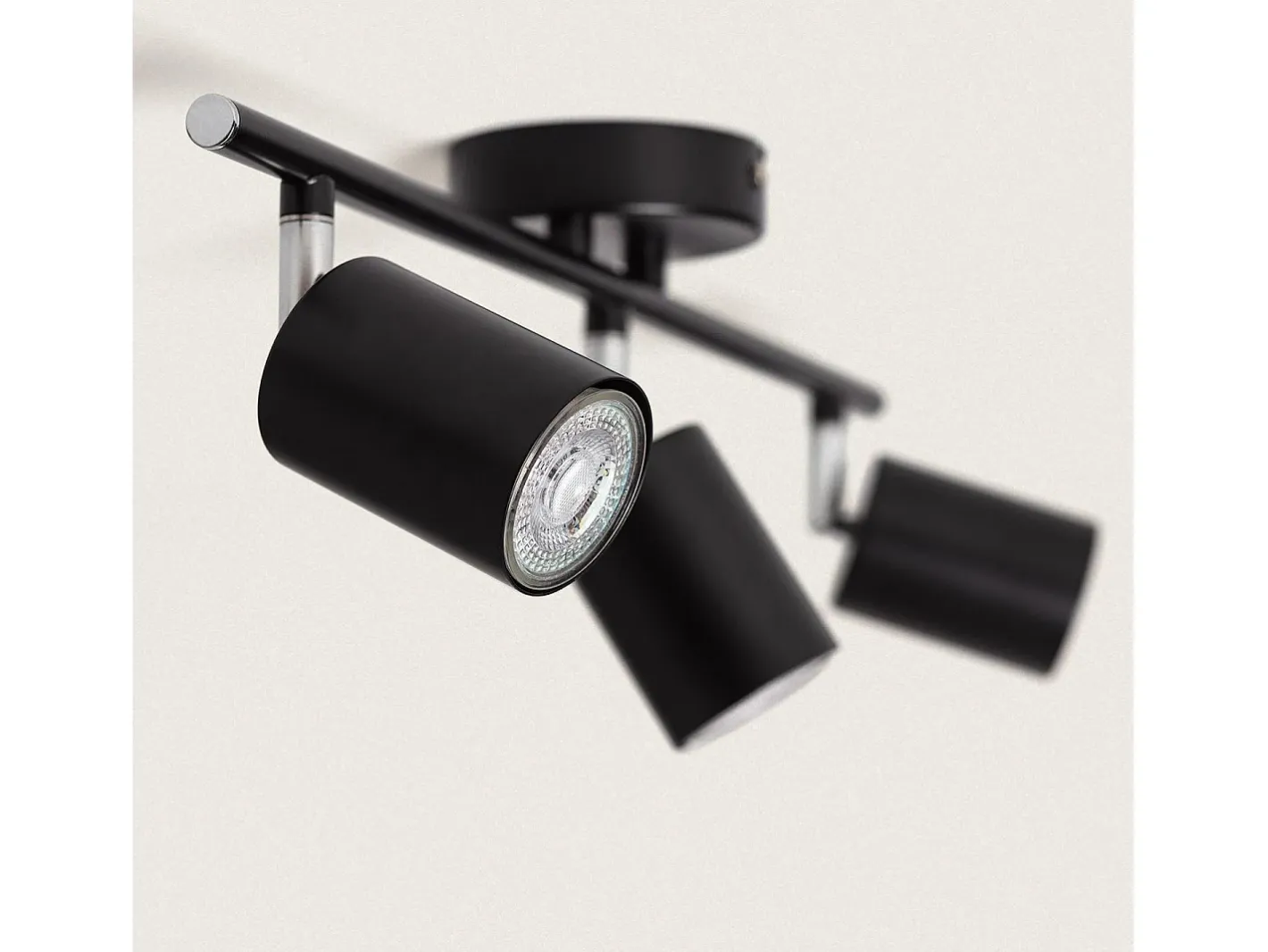 Online Ledkia Lámpara de Techo Orientable Metal 3 Focos Albus Black Negro Multicolor