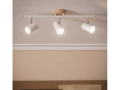 Ledkia Iluminación Exterior-Lámpara de Techo Orientable Madera 3 Focos Olmo Blanco Multicolor
