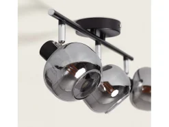 Ledkia Iluminación Exterior-Lámpara de Techo Orientable Metal y Cristal 3 Focos Romsy Gris Multicolor