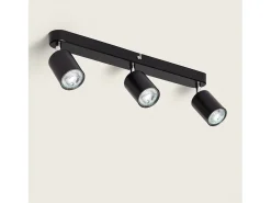 Ledkia Iluminación Exterior-Lámpara de Techo Orientable Metal 3 Focos Albus Black Large Negro Multicolor