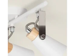 Ledkia Lámpara de Techo Orientable Metal y Madera 3 Focos Mara Blanco Multicolor Outlet