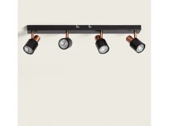 Ledkia Iluminación Exterior-Lámpara de Techo Orientable Metal 4 Focos Albus Black Rose Large Negro Multicolor