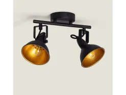 Ledkia Plafón-Lámpara de Techo Orientable Aluminio 2 Focos Negro Emer Negro Multicolor