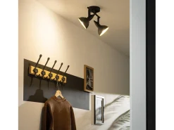 Ledkia Plafón-Lámpara de Techo Orientable Aluminio 2 Focos Negro Emer Negro Multicolor