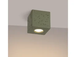 Discount Sollux Lighting Lámpara de techo Quad industrial de concreto - 1 fuentes luminosas - L.10 x A.10 cm - oliva Verde