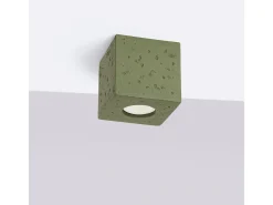 Discount Sollux Lighting Lámpara de techo Quad industrial de concreto - 1 fuentes luminosas - L.10 x A.10 cm - oliva Verde