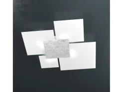 Plafón-Lámpara de techo rectangular Toplight Upgrade de 4 luces con casquillo GX53, estructura en color plata y , diseño moderno 91x86x15cm Blanco