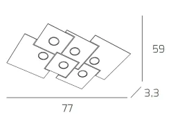 Lámpara de techo rectangular Toplight Plate de 6 luces con casquillo GX53, estructura antracita, diseño moderno 77x59x3cm Gris