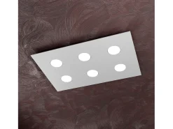 Plafón-Lámpara de techo rectangular Toplight Area de 6 luces con casquillo GX53, estructura , diseño moderno 60x40x3cm Gris