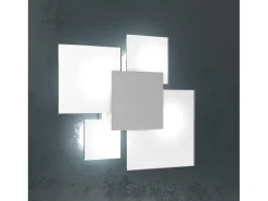 Plafón-Lámpara de techo rectangular Toplight Upgrade de 4 luces con casquillo GX53, estructura gris y blanca, diseño moderno 46x42x15cm Blanco