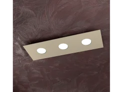 Lámpara de techo rectangular Toplight Area de 3 luces con casquillo GX53, estructura color arena, diseño moderno 60x20x3cm Marru00f3n chocolate Best