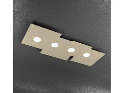 Lámpara de techo rectangular Toplight Plate de 4 luces con casquillo GX53, estructura color arena, diseño moderno 86x37x3cm Marru00f3n chocolate