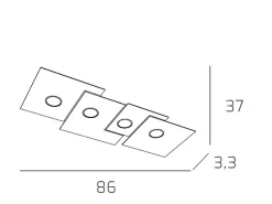 Plafón-Lámpara de techo rectangular Toplight Plate de 4 luces con casquillo GX53, estructura antracita, diseño moderno 86x37x3cm Gris