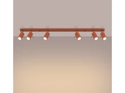 Best Sollux Lighting Lámpara De Techo Ring Moderno De Acero - 6 Fuentes Luminosas - L.117 X A.17 Cm - Ocre Rojo