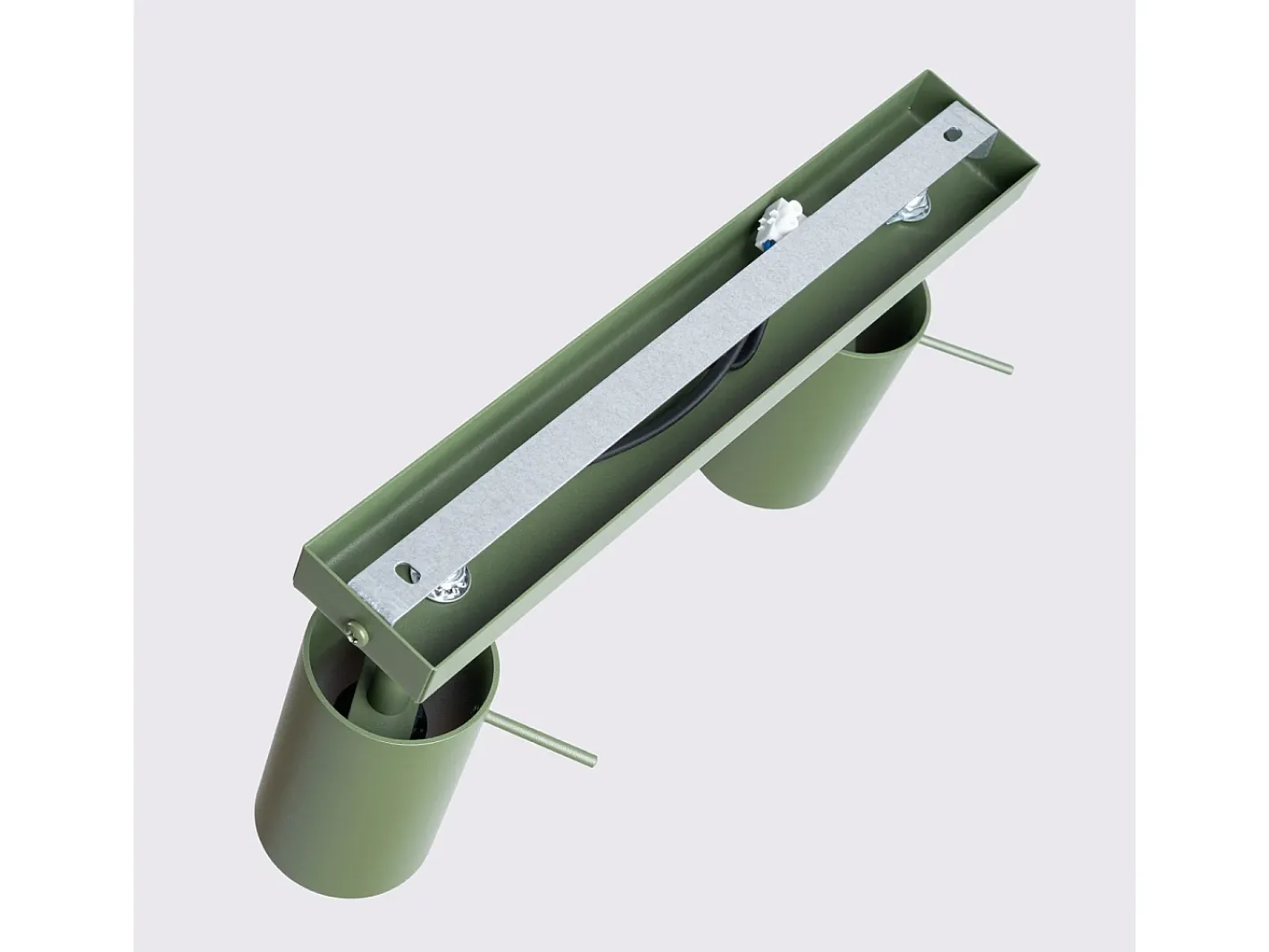 New Sollux Lighting Lámpara De Techo Ring Moderno De Acero - 2 Fuentes Luminosas - L.30 X A.17 Cm - Oliva Verde