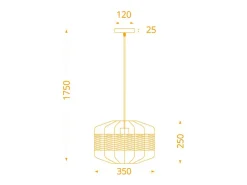 Lámpara de techo Solange Lumit 60W mimbre natural/marrón Ø35x 175 cm Color natural claro Outlet