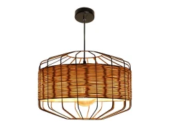 Lámpara Suspendida-Lámpara de techo Solange Lumit 60W mimbre natural/marrón Ø45x 182 cm Color natural claro