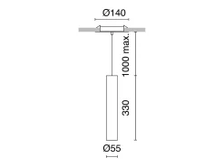 Lámpara Suspendida-Lámpara de techo TANIA estilo moderno - Alt. 33 cm - GU10 50W - base ø14 cm- acero y - IP20 Negro