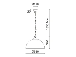 Lámpara Suspendida-Lámpara de techo TANNA de estilo moderno y industrial - Alt. 165 cm x D. 53 cm - E27 60W - acero - y pan de oro - IP20 Negro
