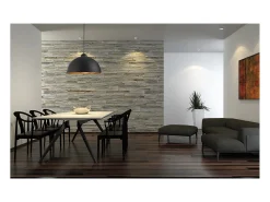 Lámpara Suspendida-Lámpara de techo TANNA de estilo moderno y industrial - Alt. 165 cm x D. 53 cm - E27 60W - acero - y pan de oro - IP20 Negro