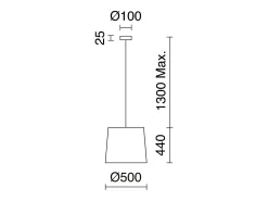 Lámpara de techo THAIS estilo moderno y escandinavo - Alt. 130 cm x D. 50 cm - E27 15W - IP20 - acero y rafia de bali Negro Hot