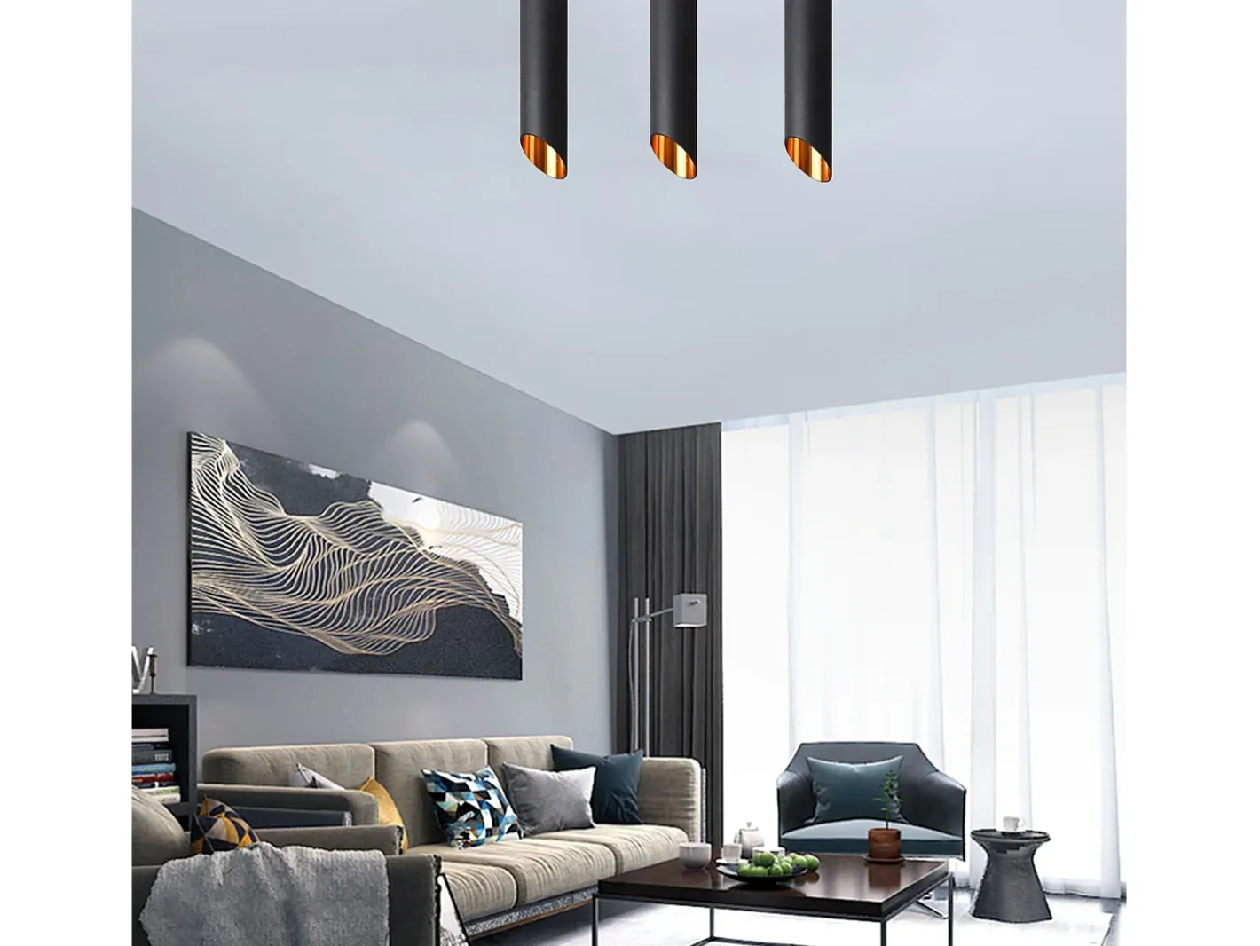 Plafón-Lámpara De Techo Toolight App572-1C 30Cm Black Gold Negro