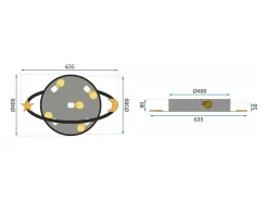 Plafón-Lámpara De Techo Toolight App864-C Moon 40Cm Black Negro