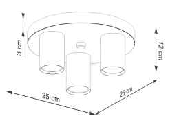 Clearance Sollux Lighting Lámpara de techo Toris moderno de acero - 3 fuentes luminosas 4000K - L.25 x A.12 cm - Blanco