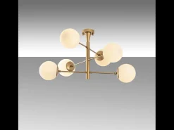Concept-Usine Lámpara de techo vintage dorada ÉLÉONORE - 6 luces para una iluminación brillante y un ambiente cálido Dorado New