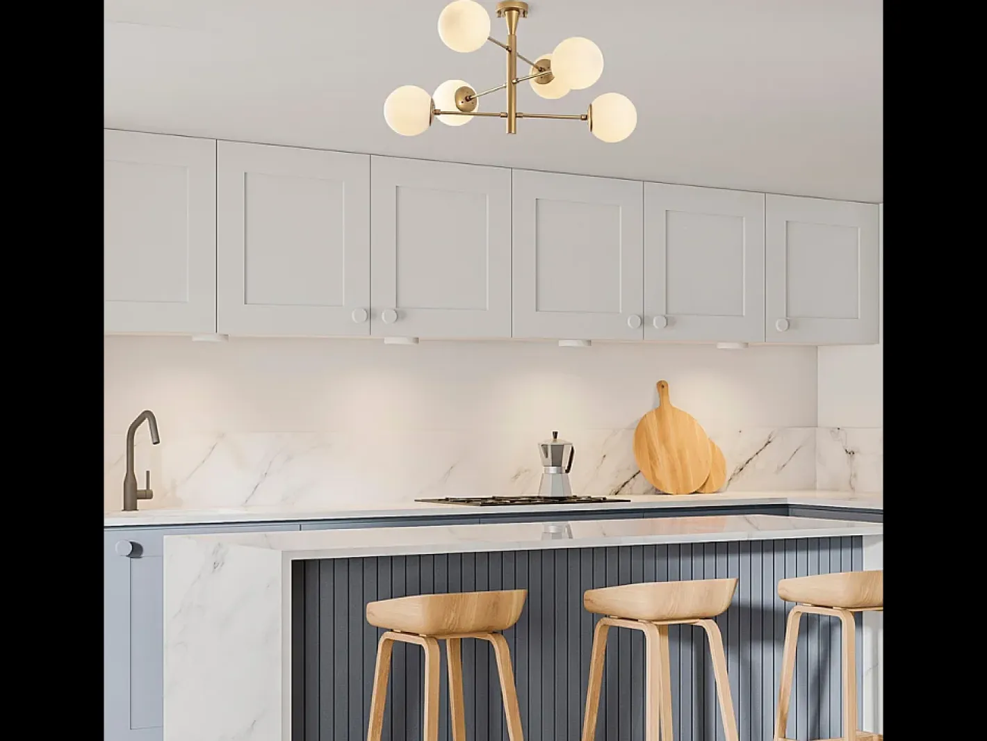 Concept-Usine Lámpara de techo vintage dorada ÉLÉONORE - 6 luces para una iluminación brillante y un ambiente cálido Dorado New