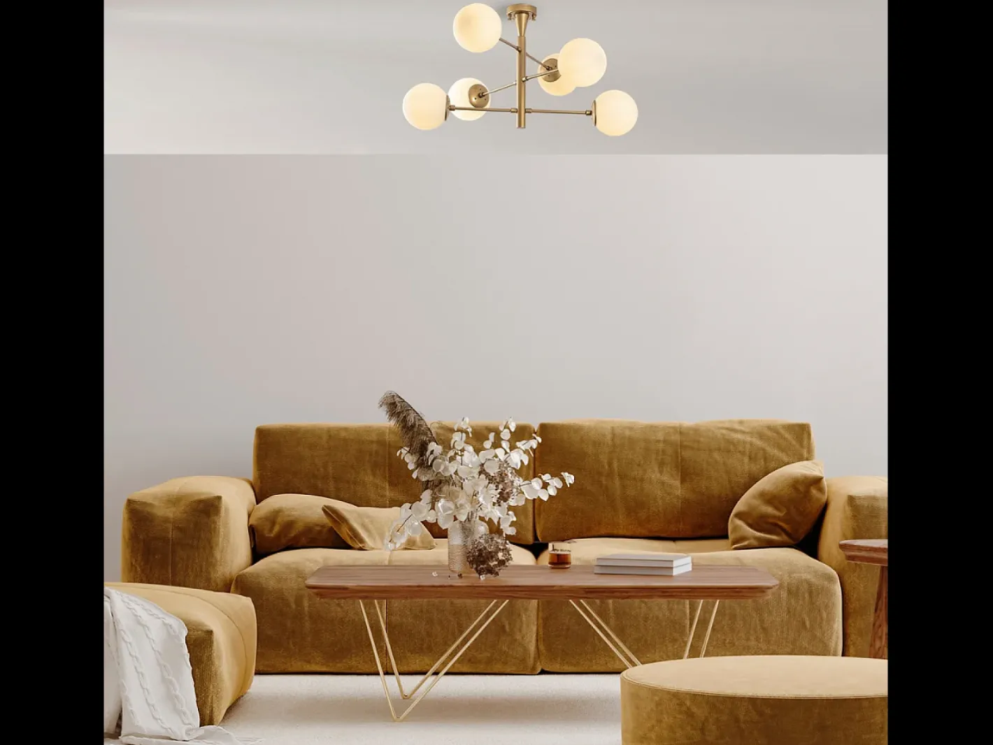 Concept-Usine Lámpara de techo vintage dorada ÉLÉONORE - 6 luces para una iluminación brillante y un ambiente cálido Dorado New