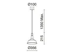 Lámpara de techo VINTAGE de estilo industrial y moderno - Alt. 135 cm x D. 35,6 cm - E27 60W - acero y - ip20 Negro Clearance