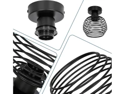 Hot NETTLIFE Lámpara de techo vintage , color , E27, de metal, para recibidor, escalera, balcón, cocina y dormitorio. Negro