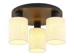 NETTLIFE Lámpara de techo vintage de 3 luces, E27, con pantalla de tela negra, estilo industrial retro redondo (bombillas no incluidas) Multicolor Best