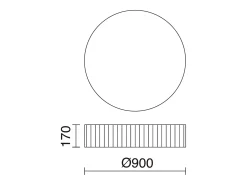Aplique Para Pared-Lámpara de techo VORADA estilo moderno - D. ø90 cm - LED COB AC 29W - 4000 lm Y 3K- IP20 - pantalla sintética cinta plisada- acero y Blanco