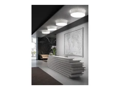 Aplique Para Pared-Lámpara de techo VORADA estilo moderno - D. ø90 cm - LED COB AC 29W - 4000 lm Y 3K- IP20 - pantalla sintética cinta plisada- acero y Blanco