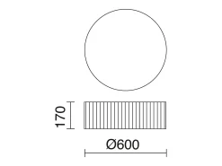 Aplique Para Pared-Lámpara de techo VORADA estilo moderno - D. ø60 cm - LED COB AC 25W - 3540 lm Y 3K- IP20 - pantalla sintética cinta plisada- acero y Beige